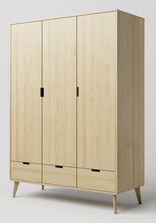 Drehtürenschrank / Kleiderschrank Kiefer massiv natur Aurornis 06 - Abmessungen: 200 x 142 x 60 cm (H x B x T)