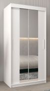 Schiebetürenschrank / Kleiderschrank Bisaurin 1B mit Spiegel, Farbe: Weiß matt - Abmessungen: 200 x 100 x 62 cm ( H x B x T)