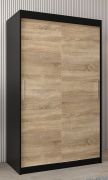 Schiebetürenschrank / Kleiderschrank Bisaurin 2A, Farbe: Schwarz / Eiche Sonoma - Abmessungen: 200 x 120 x 62 cm ( H x B x T)