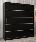 Schiebetürenschrank / Kleiderschrank Jan 04A, Farbe: Schwarz - Abmessungen: 200 x 180 x 62 cm ( H x B x T)