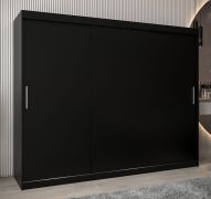 Schiebetürenschrank / Kleiderschrank Bisaurin 6A, Farbe: Schwarz - Abmessungen: 200 x 250 x 62 cm ( H x B x T)