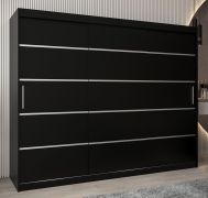 Schiebetürenschrank / Kleiderschrank Jan 06A, Farbe: Schwarz - Abmessungen: 200 x 250 x 62 cm ( H x B x T)
