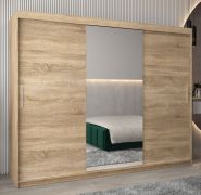 Schiebetürenschrank / Kleiderschrank Bisaurin 6B mit Spiegel, Farbe: Eiche Sonoma - Abmessungen: 200 x 250 x 62 cm ( H x B x T)