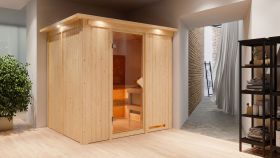 Sauna "Eemil" SET mit Kranz und Ofen 9 kW - 210 x 184 x 202 cm (B x T x H)