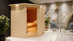 Sauna "Hanko" SET mit Kranz und Ofen 9 kW - 210 x 184 x 202 cm (B x T x H)
