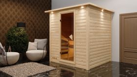 Sauna "Jonna" SET mit bronzierter Tür und Kranz mit Ofen 9 kW - 224 x 210 x 206 cm (B x T x H)