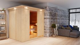 Sauna "Veli" SET mit Kranz Ofen BIO 9 kW - 210 x 165 x 202 cm (B x T x H)