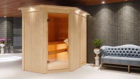 Sauna "Mika" SET mit Kranz und Ofen BIO 9 kW - 165 x 210 x 202 cm (B x T x H)