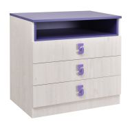 Kinderzimmer - Kommode Luis 13, Farbe: Eiche Weiß / Lila - 75 x 80 x 52 cm (H x B x T)