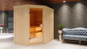 Sauna "Mika" SET mit Ofen BIO 9 kW Edelstahl - 151 x 196 x 198 cm (B x T x H)