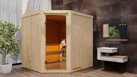 Sauna "Nooa" SET mit Ofen BIO 9 kW Edelstahl - 196 x 196 x 198 cm (B x T x H)