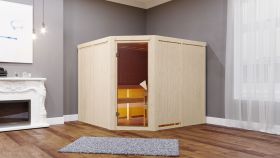 Sauna "Samu" SET mit Ofen externe Steuerung easy 9 kW Edelstahl - 231 x 196 x 198 cm (B x T x H)