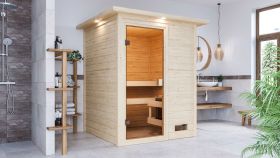 Sauna "Eivind" mit bronzierter Tür und Kranz - Farbe: Natur - 173 x 159 x 191 cm (B x T x H)