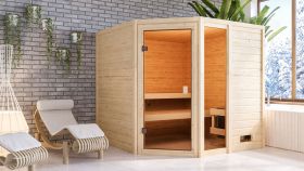 Sauna "Gunvald" mit bronzierter Tür - Farbe: Natur - 196 x 196 x 187 cm (B x T x H)