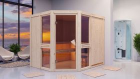Sauna "Tjelvar 3" mit bronzierter Tür - Farbe: Natur - 231 x 196 x 198 cm (B x T x H)