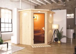 Sauna "Kjell" mit Kranz - Farbe: Natur - 184 x 165 x 202 cm (B x T x H)