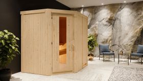 Sauna "Hanko" mit Energiespartür - Farbe: Natur - 196 x 170 x 198 cm (B x T x H)