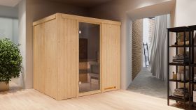 Sauna "Eemil" mit graphitfarbener Tür - Farbe: Natur - 196 x 170 x 198 cm (B x T x H)