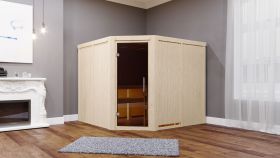 Sauna "Samu" mit graphitfarbener Tür - Farbe: Natur - 231 x 196 x 198 cm (B x T x H)