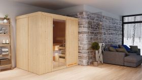 Sauna "Veli" mit Klarglastür - Farbe: Natur - 196 x 151 x 198 cm (B x T x H)