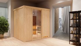 Sauna "Eemil" SET mit Klarglastür & Ofen 9 kW - 196 x 170 x 198 cm (B x T x H)