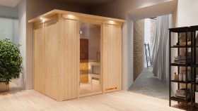 Sauna "Eemil" SET mit Klarglastür, Kranz & Ofen 9 kW - 210 x 184 x 202 cm (B x T x H)