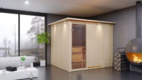 Sauna "Toivo" SET mit Klarglastür, Kranz & Ofen 9 kW - 245 x 210 x 202 cm (B x T x H)