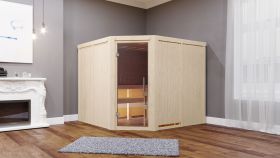 Sauna "Samu" mit Klarglastür - Farbe: Natur - 231 x 196 x 198 cm (B x T x H)