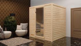 Sauna "Jonna" SET mit Klarglastür & Ofen 9 kW - 196 x 196 x 200 cm (B x T x H)
