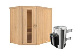 Sauna "Ole" SET mit Energiespartür und Ofen 3,6 kW - 151 x 196 x 198 cm (B x T x H)