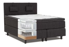 Komplettset Boxspringbett TAKA, Box: Bonellfederkern, Matratze: Taschenfederkern, Top Matress: Schaumstoff - Abmessung: 120 x 200 cm