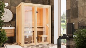 Sauna "Vali 1" SET - Farbe: Natur, Ofen 3,6 kW - 155 x 122 x 198 cm (B x T x H)
