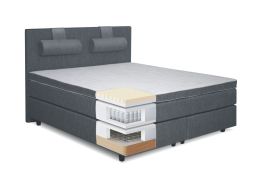 Komplettset Boxspringbett FLINT, Box: Bonellfederkern, Matratze: Taschenfederkern, Top Matress: Latex - Abmessung: 120 x 200 cm