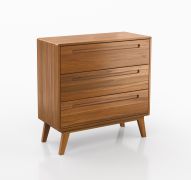 Schmale Kommode mit drei Schubladen Engordany 04 | Buche Vollholz massiv | lackiert | Farbe: Eiche Rustikal | Soft-Close-Funktion | für Wohnzimmer