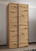 Kleiderschrank / Schiebetürenschrank | 2 Schiebetüren | 245,5 x 100 x 64 | 2 Kleiderstangen | 6 Fächer | Farbe: Eiche Artisan | ABS-Kantenschutz