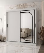Kleiderschrank | 10 Fächer | 2 Kleiderstangen | Weiß Matt | Schiebetürenschrank | 180 x 62 x 200 cm | 1 Spiegeltür | zuverlässiges Gleitsysteme