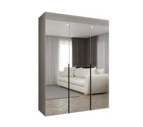 Drehtürenschrank / Kleiderschrank mit zwei Kleiderstangen Eiger 130, Farbe: Kaschmir, zwei Fächer, 1,5 Meter breit, Soft-Close-Funktion, Griffe: Schwarz