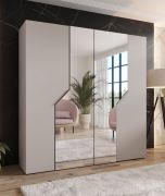 Drehtürenschrank / Kleiderschrank | Farbe: Kaschmir | Soft-Close-Funktion | 2 Spiegeltüren | ABS-Kanten | Griffe: Kaschmir | Maße: 200 x 52 x 202 cm | 2 Kleiderstangen