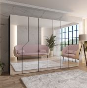 Drehtürenschrank | Farbe: Schwarz | Soft-Close-Funktion | Griffe: Kaschmir | 3 Fächer | 3 Kleiderstangen | Maße: 300 x 52 x 202 cm | ABS | Kleiderschrank