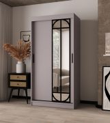 Kleiderschrank | Kaschmir | 2 Kleiderstangen | 5 Fächer | 100 x 62 x 200 cm | dekorative Spiegeltür | Schiebetürenschrank | Moderne Details