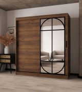 Schiebetürenschrank | Farbe: Walnuss Warmia | Spiegeltür | Moderne Details | 180 x 62 x 200 cm | 10 Fächer | 2 Kleiderstangen | hochwertig Verarbeitet