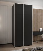 Kleiderschrank / Schiebetürenschrank / 2 Schiebetüren | 2 Kleiderstangen | 6 Fächer | 6 Einlegeböden | 245,5 x 100 x 64 cm | Farbe: Schwarz | Soft-Close