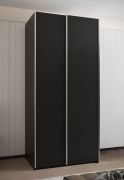 Kleiderschrank / Schiebetürenschrank | 6 Fächer | 2 Kleiderstangen | 245,5 x 120 x 64 cm | 2 Schiebetüren | 6 Einlegeböden | Farbe: Schwarz | Soft-Close