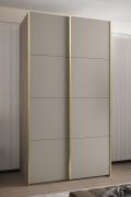 Kleiderschrank / Schiebetürenschrank | 2 Kleiderstangen | 245,5 x 130 x 64 cm | 6 Fächer | 6 Einlegeböden | 2 Schiebetüren | Farbe: Kaschmir | Soft-Close