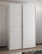 Kleiderschrank / Schiebetürenschrank | 6 Einlegeböden | 245,5 x 150 x 64 cm | 6 Fächer | 2 Kleiderstangen | 2 Schiebetüren | Soft-Close | Farbe: Weiß
