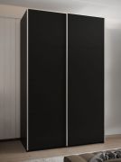 Kleiderschrank / Schiebetürenschrank | ABS-Kantenschutz | 245,5 x 150 x 64 cm | 6 Fächer | 2 Kleiderstangen | 2 Schiebetüren | Soft-Close | Farbe: Schwarz