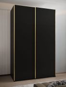 Kleiderschrank / Schiebetürenschrank | 245,5 x 150 x 64 cm | 2 Schiebetüren | 2 Kleiderstangen | 6 Einlegeböden | 6 Fächer | Farbe: Schwarz | Soft-Close