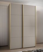 Kleiderschrank / Schiebetürenschrank | 6 Einlegeböden | 2 Kleiderstangen | 245,5 x 150 x 64 cm | 6 Fächer | 2 Schiebetüren | Soft-Close | Farbe: Kaschmir