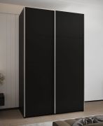 Kleiderschrank / Schiebetürenschrank | ABS-Kanten | 245,5 x 160 x 64 cm | 2 Schiebetüren | 11 Fächer | 2 Kleiderstangen | 10 Einlegeböden | Farbe: Schwarz