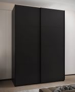 Kleiderschrank / Schiebetürenschrank | ABS-Kanten | 2 Kleiderstangen | 245,5 x 170 x 64 cm | 11 Fächer | 2 Schiebetüren | Soft-Close | Farbe: Schwarz